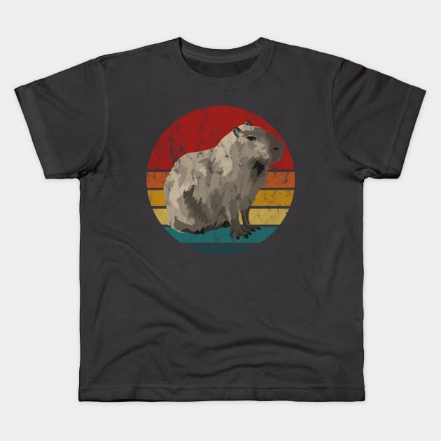 Capybara Sunset Kids T-Shirt by Slightly Unhinged